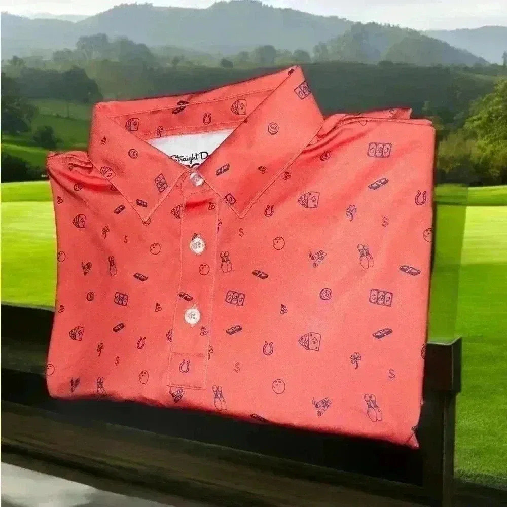 Straight Down Pattern Golf Polo Men’s size Large embroidered